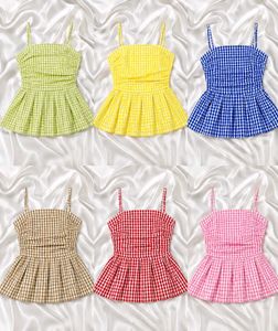 Red Gingham Peplum Top