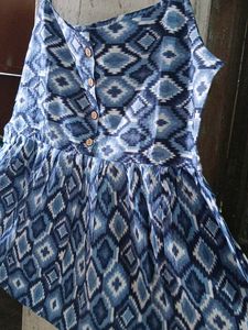 Boho Blue Diamond Print Summer Dress