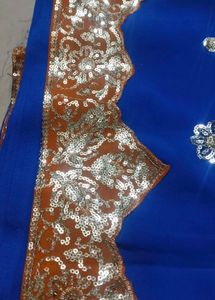 Blue Saree with Embellishments