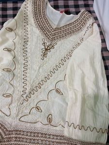 Embroidered Cream Kurta