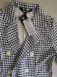 Houndstooth Double-Breasted Blazer Dress