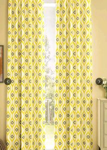 Yellow &amp; Blue Diamond Pattern Curtains