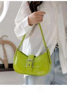 Lime Green Patent Leather Shoulder Bag
