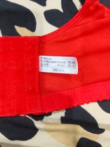 Red Embroidered Bra