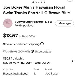 Men's Blue Floral Swim Short