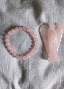 Rose Quartz Angel &amp; Bracelet Combo