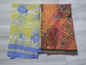 Vibrant Floral Print Sarees (Set of 2)