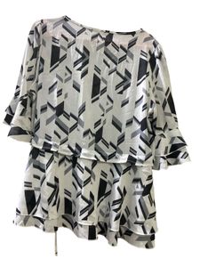 Geometric Print Layered Tunic Top