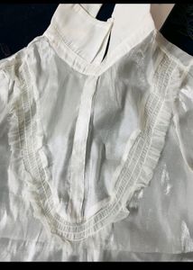 Organza Sheer Stiff Collar Top