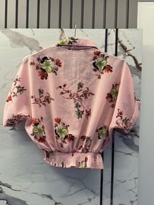 Pink Floral Button-Up Crop Top