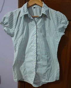 Cute Striped Puff Sleeve Top