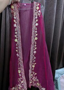 Embroidered Rose pink three piece dress