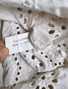 White Broderie Anglaise Tie-Front Blouse