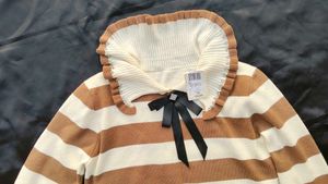Striped Knit Sweater with Bow Detail