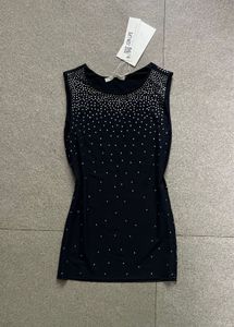 Zara Rhinestone Sparkly Black Sleeveless Top