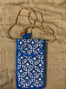 Boho Blue Print Phone Bag