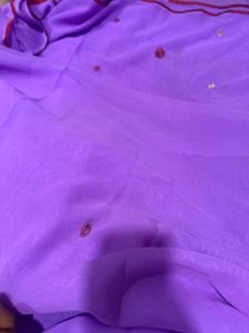 Elegant Embroidered Purple Saree