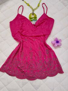 Embellished Hot Pink Camisole Top