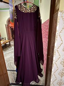 Elegant Purple Embroidered Gown