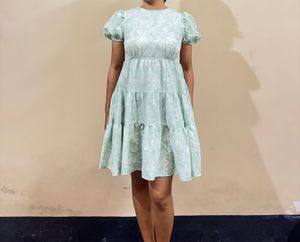 Puff Sleeve Tiered Mini Dress