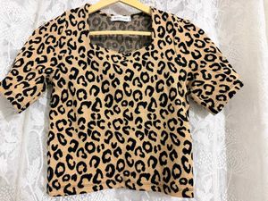 Leopard Print Square Neck Top