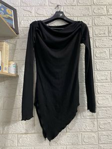 Black Asymmetrical Tunic Top