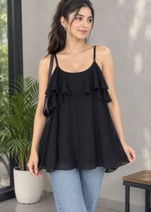 Chic Black Ruffle Mini Dress