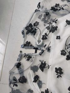 Sheer Floral Mesh Top with Camisole