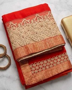 Red & Gold Embroidered Saree