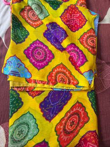 Holi color Vibrant Yellow Printed Saree