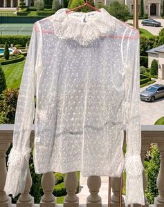 Sheer Polka Dot Sleeve Blouse