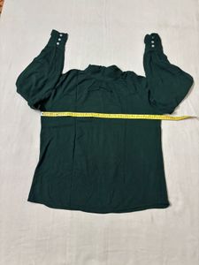 Dark Green Mock Neck Blouse