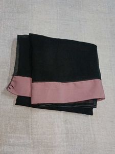 Elegant Black Abaya with Striped Sleeves