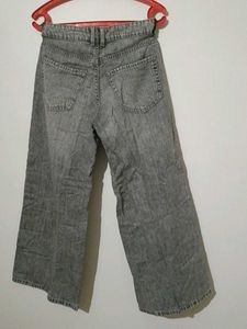 Women's Grey Wide-Leg Jeans