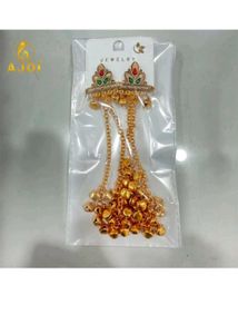 Elegant Gold Tone Dangle Ghungroo Earrings