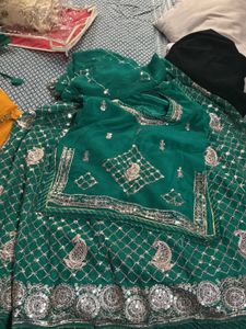 Embellished Emerald Green rajputi poshak