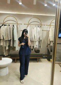 Elegant Navy Pleated Kurta Set