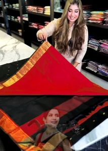 Elegant Black &amp; Gold Banarasi Silk Saree