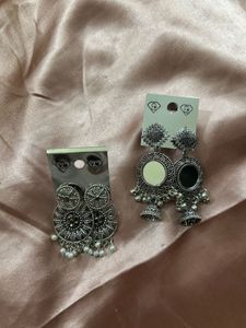 Antique Oxidized Jhumka Earrings Set