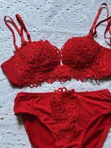 Red Lace Bra &amp; Panty Set