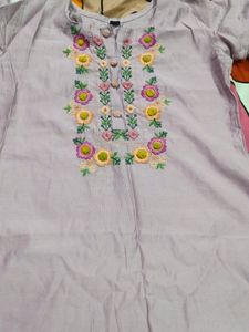 Embroidered Lavender Kurti only one time used
