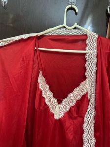 Red Nighty and Robe Set