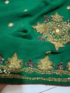 heavy bridal handwork Green  Saree