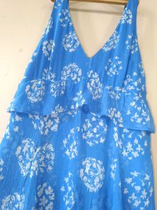 Blue Floral Tiered Maxi Dress