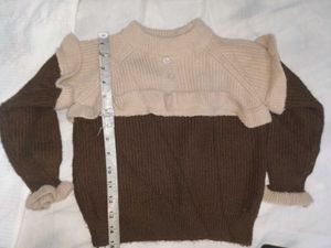 Brown &amp; Beige Ruffle Yoke Sweater 🧸