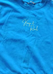 Blue "Keep Real" Crewneck Sweatshirt
