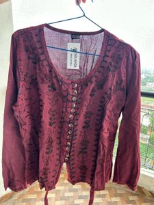 Boho Embroidered Rayon Tunic Top