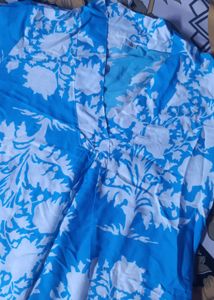 Blue Floral Print Anarkali Kurta