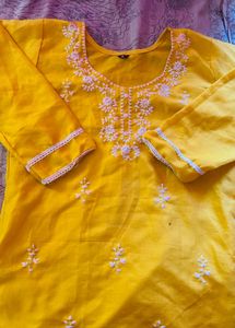 Yellow Embroidered Kurta