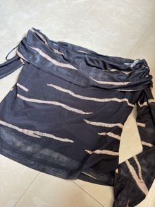 Sheer Zebra Print Off-Shoulder Top